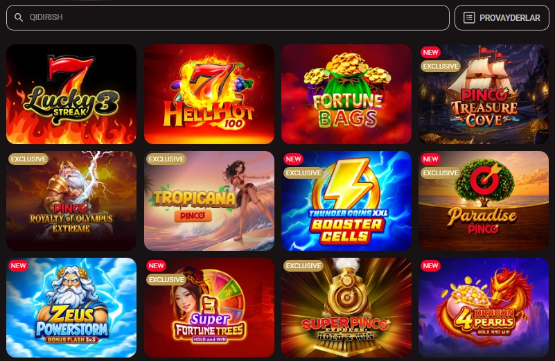 Pinco slot — O‘zbekistonda onlayn slotlar va kazino o‘yinlari